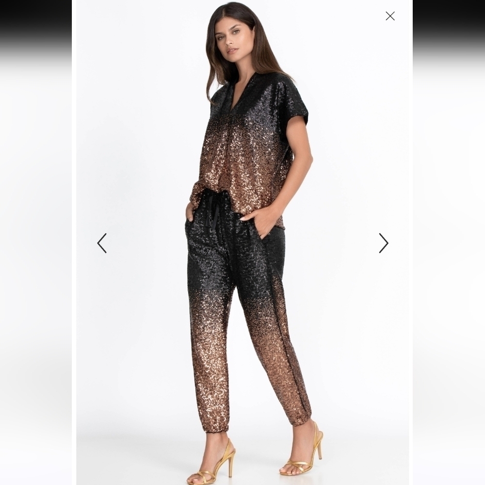 Johnny Was Sequin Gold Jett Jogger womens size small new with tag